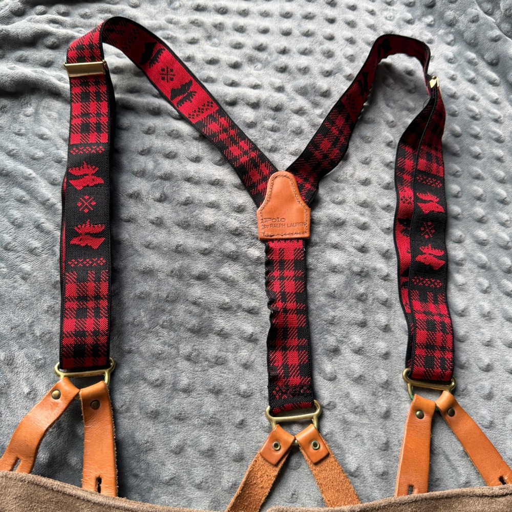 Vintage Ralph Lauren Country Suede Suspender Skirt Brown Western USA Made Moose - Picture 4 of 14